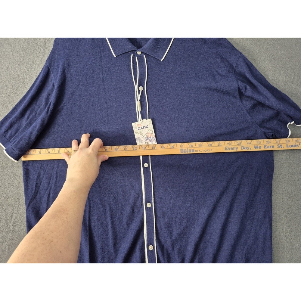 Hart Schaffner Marx Men's Short-Sleeve Shirt Sweater XXL Blue Button Front NWT - Picture 4 of 8